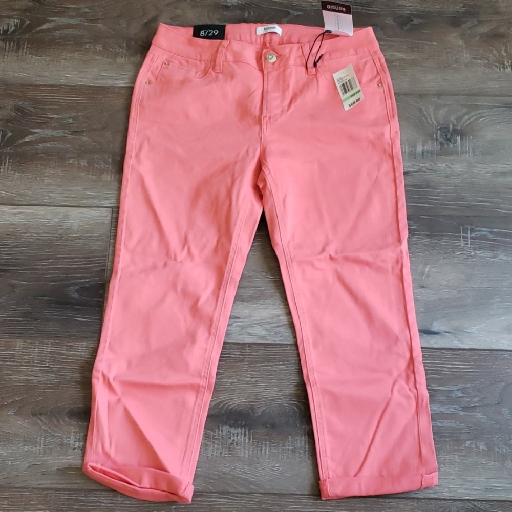 Kensie jeans pink stretch cropped pants 8/29 Barbie